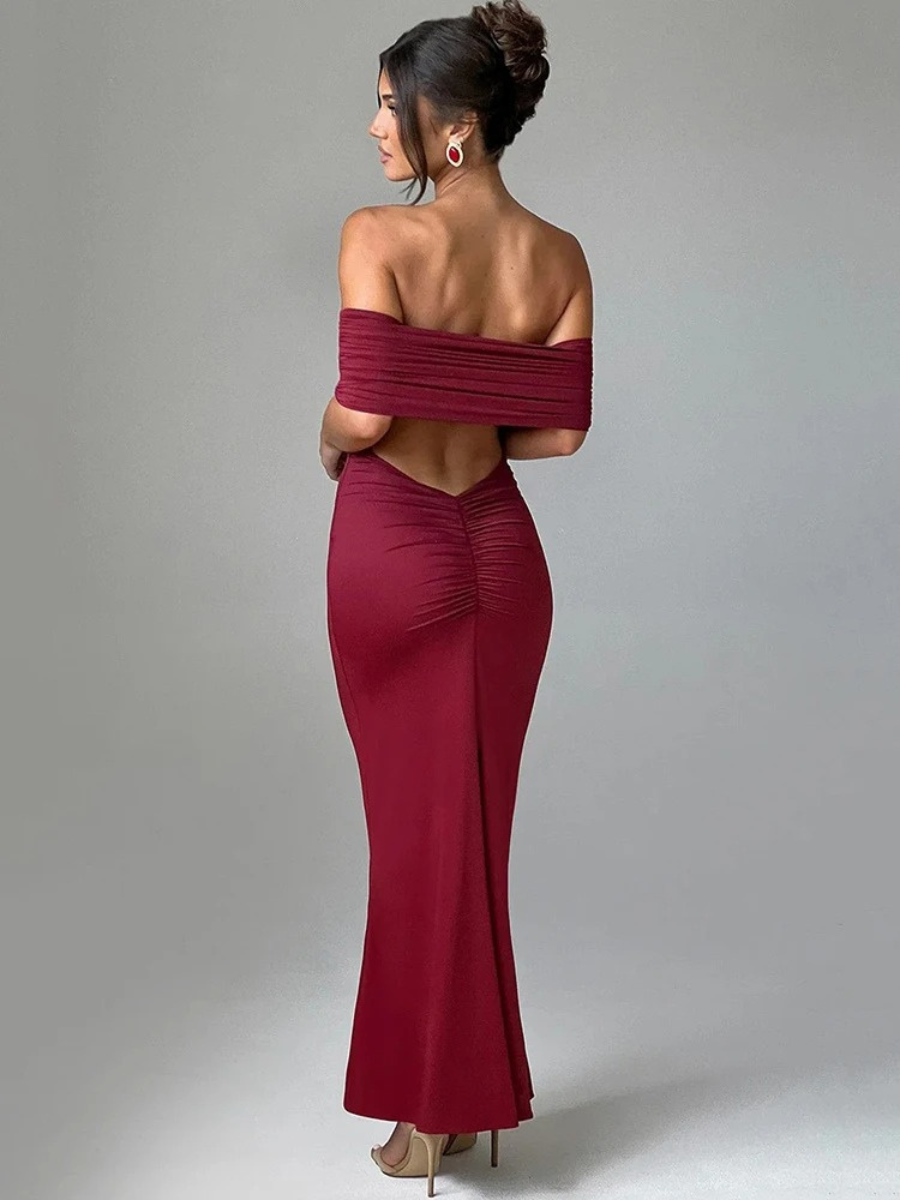 Strapless Backless Maxi Dress