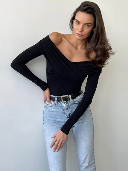 Off Shoulder Crossed Bodysuit